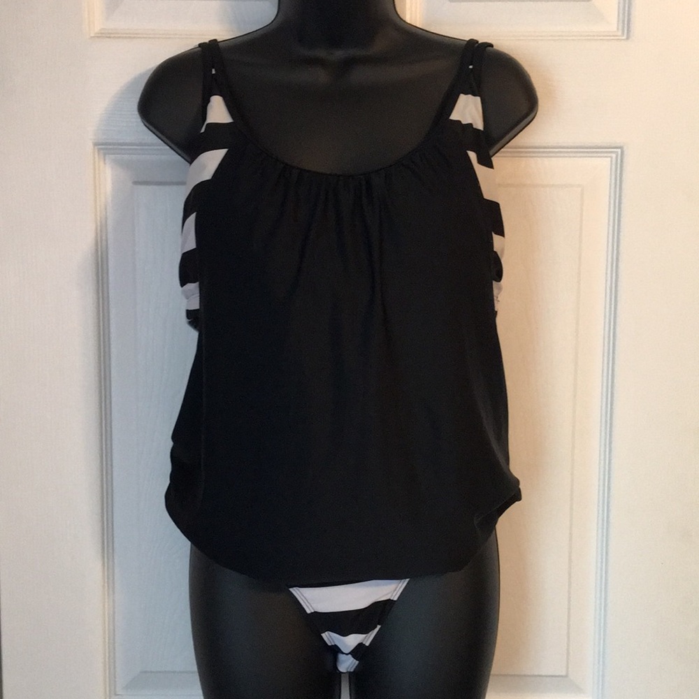 Womens Stripes Lined Up Double Up Tankini Sets